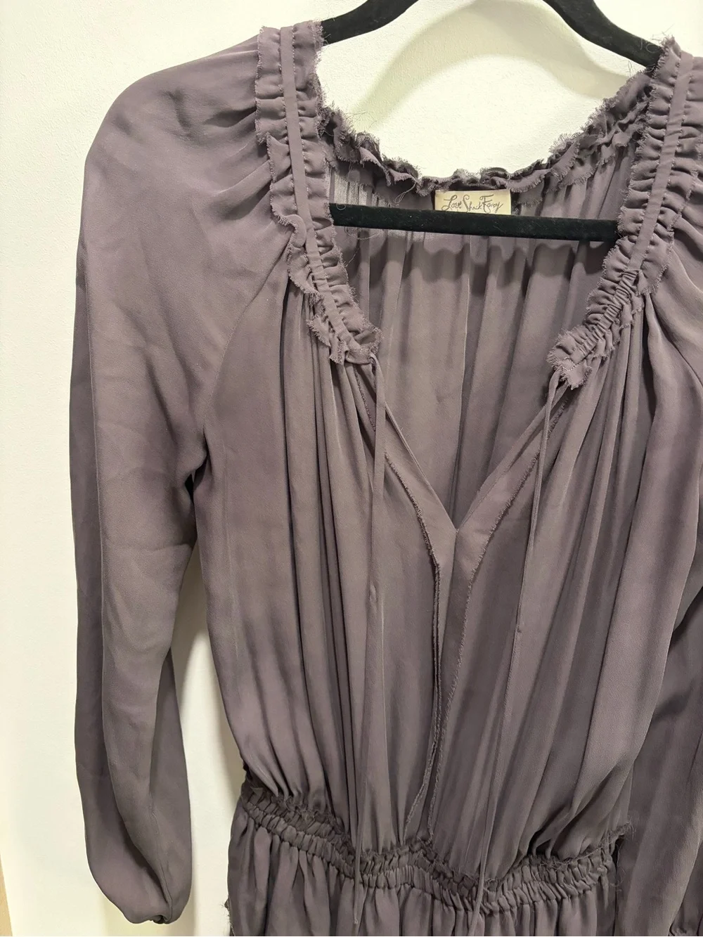 LoveShackFancy Dusty Mauve Ruffle-Trim Blouse - Picture 3 of 7